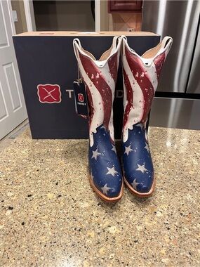 Twisted X Patriotic Flag Cowboy Boots in Red White Blue